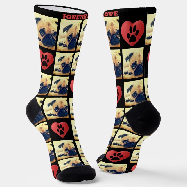Custom love photo collage love my pet socks (Angled)