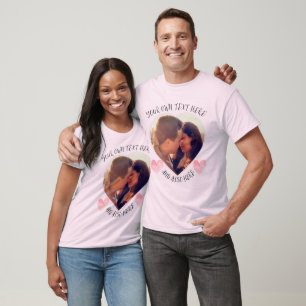 custom love photo heart shape text and pink hearts T-Shirt