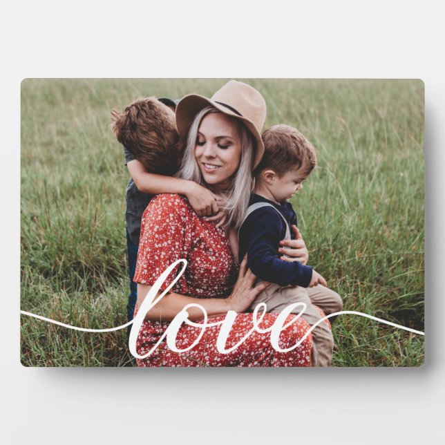 Custom Love Script  Mom Family Photo Plaque (Front)