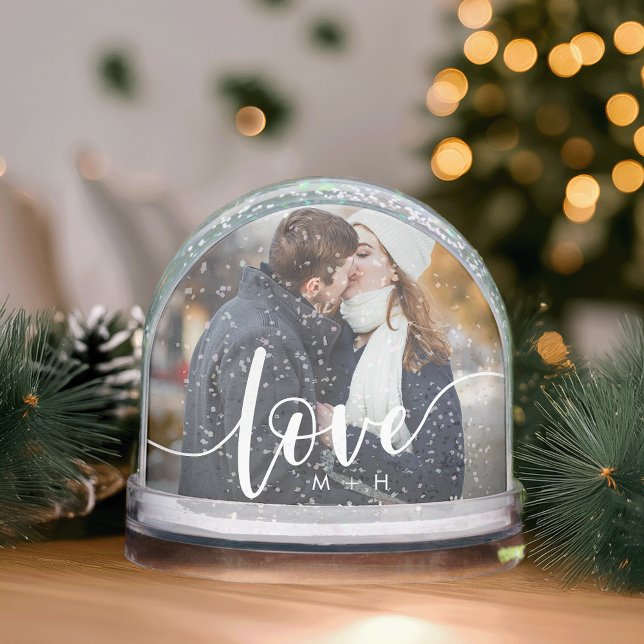 Custom Love Script Photo Snow Globe with Initials (Creator Uploaded)
