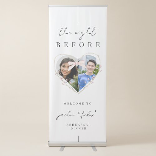 Custom Love Shape Photo Rehearsal Dinner Welcome Retractable Banner