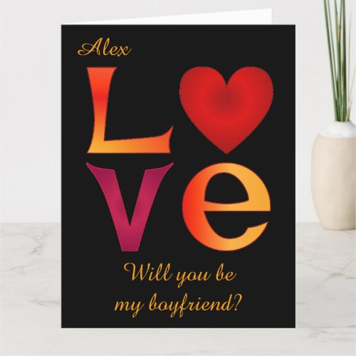 Custom LOVE Square Boyfriend Proposal on black Card