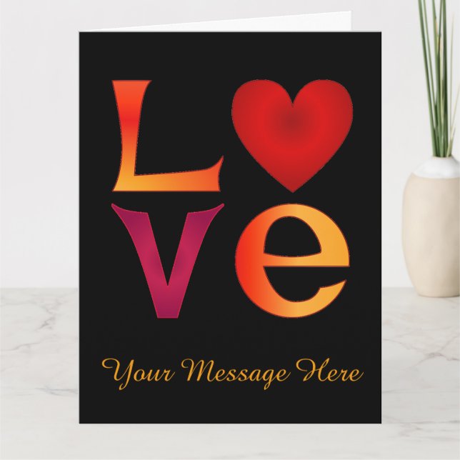 Custom LOVE Square Lettering Ombre Red & Yellow Card (Front)