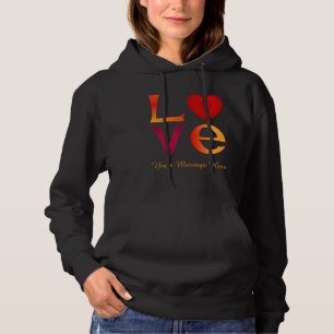 Custom LOVE Square Lettering Red & Yellow on dark Hoodie