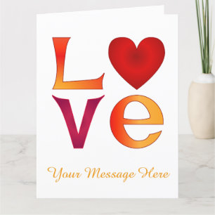 Custom LOVE Square Lettering Red & Yellow on white Card