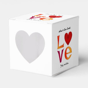 Custom LOVE Square Wedding Date Celebration Date Favor Boxes