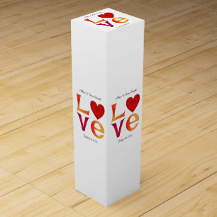 Custom LOVE Square Wedding Date Celebration Date Wine Box