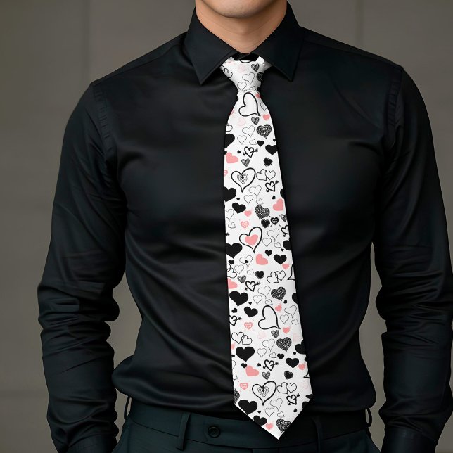 Custom Love Tie Pink Black Heart Sketch (Custom Love Tie Pink Black Heart Sketch)