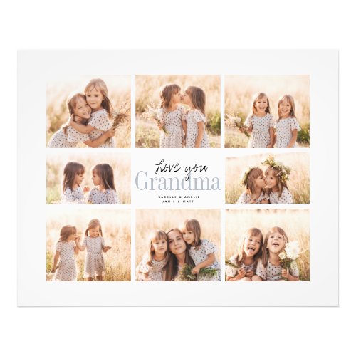 Custom Love You Grandma Grandkids Collage Photo Print