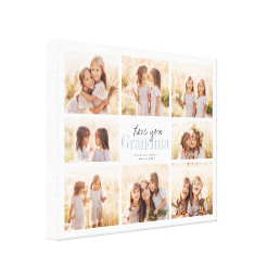 Custom Love You Grandma Grandkids Photo Collage Canvas Print