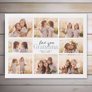 Custom Love You Grandma Grandkids Photo Collage Faux Canvas Print