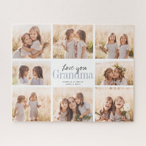 Custom Love You Grandma Grandkids Photo Collage Jigsaw Puzzle