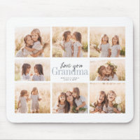 Custom Love You Grandma Grandkids Photo Collage Mouse Pad