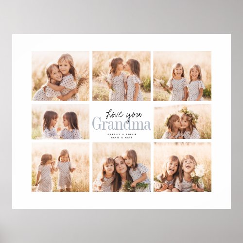 Custom Love You Grandma Grandkids Photo Collage Poster