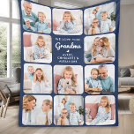 Custom Love You Grandma Modern Navy Blue 11 Photo Fleece Blanket<br><div class="desc">Introducing our customizable Photo Collage Blanket, a heartfelt and unique gift perfect for the special grandparents in your life. This beautifully designed blanket allows you to showcase 11 of your favorite photos, creating a modern, elegant, and simple collage that exudes warmth and love. Personalize this blanket with the endearing message...</div>