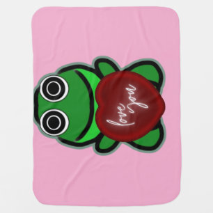Custom Love You Kawaii Frog Heart Gift Baby Blanket
