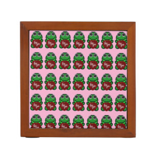 Custom Love You Kawaii Frog Heart Gift Desk Organizer