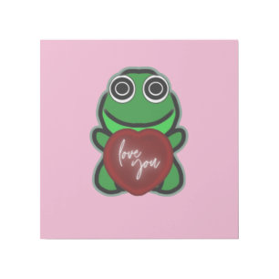 Custom Love You Kawaii Frog Heart Gift Gallery Wrap