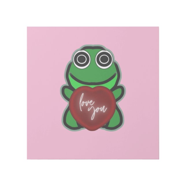 Custom Love You Kawaii Frog Heart Gift Gallery Wrap (Front)
