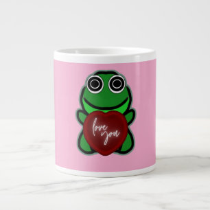 Custom Love You Kawaii Frog Heart Gift Giant Coffee Mug
