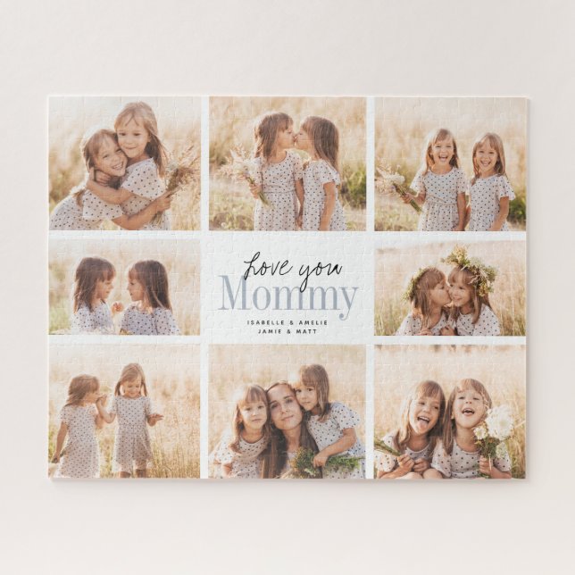 Custom Love You Mommy Mothers Day Photo Collage Jigsaw Puzzle (Horizontal)