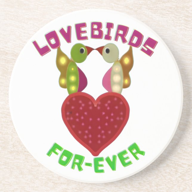 Custom Lovebirds Heart Gift Classic Playing Cards Coaster (Front)