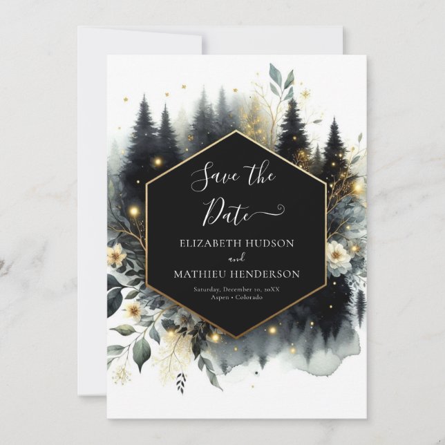 Custom Lovely Enchanted Forest Wedding Save The Date (Front)