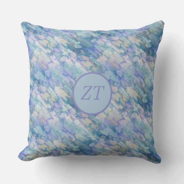Custom Lovely Pastel Blue & Purple Throw Pillow (Front)