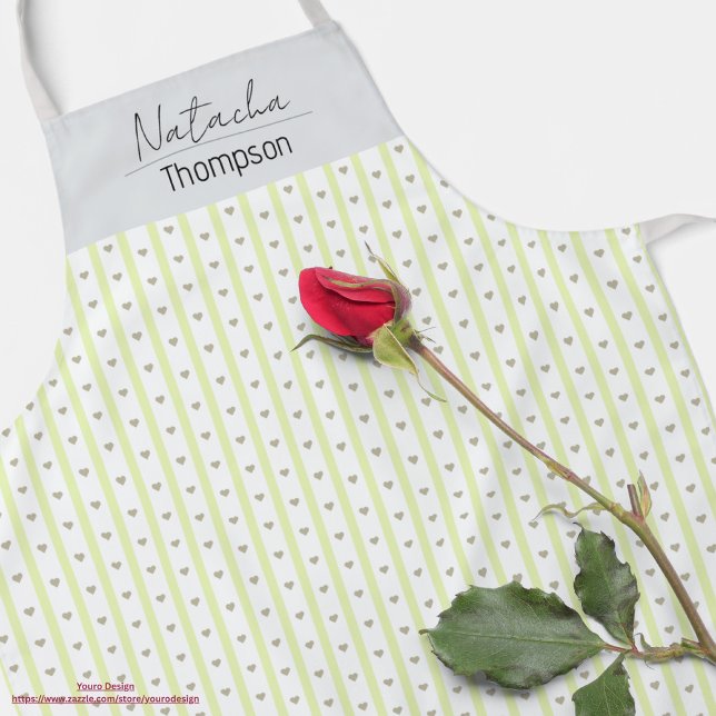 Custom lovely pastel heart pattern Greenery Apron (Creator Uploaded)