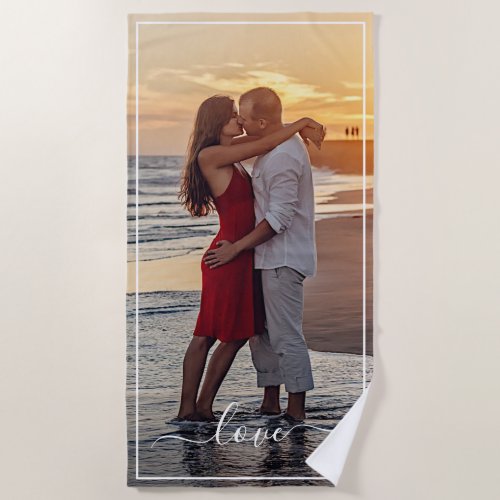 Custom Lovers Picture And Simple Love Quote Text Beach Towel
