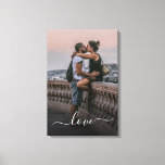Custom Lovers Picture And Simple Love Quote Text Canvas Print<br><div class="desc">Cute romantic Love text written in a stylish elegant typography font. With option to personalize or customize with photo of your choice. Unique keepsake,  birthday,  anniversary,  Valentine's Day gift,  or Christmas stocking stuffer. Easily customizable with a photograph of your choice.</div>