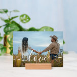 Custom Lovers Picture And Simple Love Quote Text Holder<br><div class="desc">Express your love for your partner with this stunning art card print holder. This product features a text that reads: “Love”, and has room for a photo on the front and the backside. It is perfect for celebrating your relationship with your significant other, whether it’s a wedding, an anniversary, or...</div>