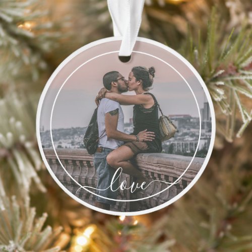 Custom Lovers Picture And Simple Love Quote Text Ornament