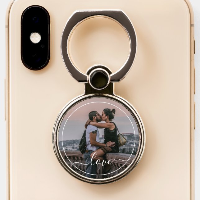 Custom Lovers Picture And Simple Love Quote Text Phone Ring Stand (Close Up)