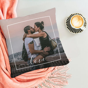 Custom Lovers Picture And Simple Love Quote Text Throw Pillow