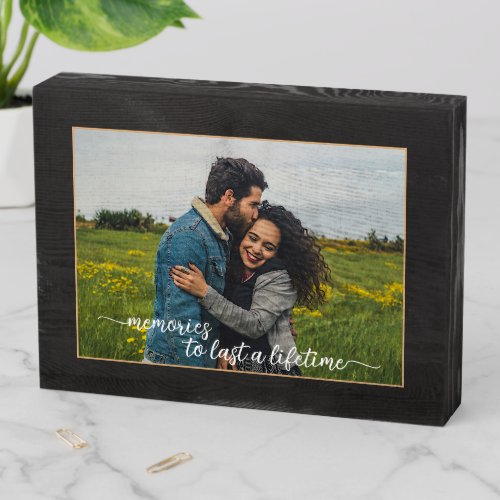 Custom Lovers Picture And Simple Love Quote Text Wooden Box Sign