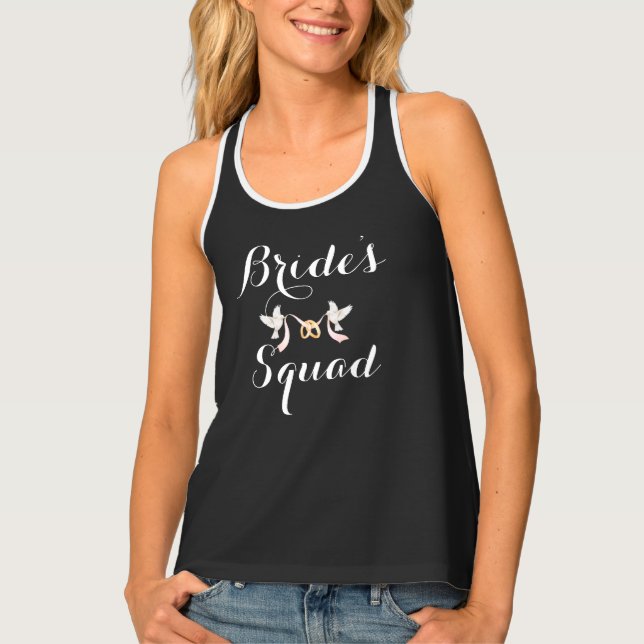 Custom Lovey Dovey Batchelorette Bride's Squad Tank Top (Front)