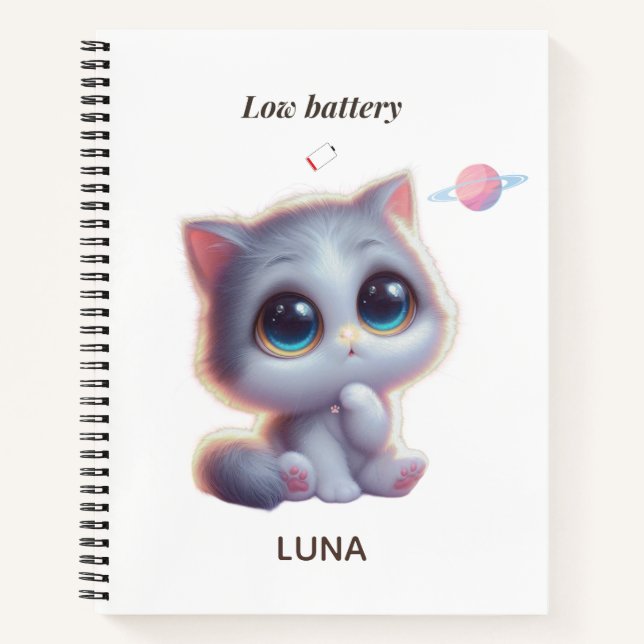 Custom Low Battery Cat Journal (Front)