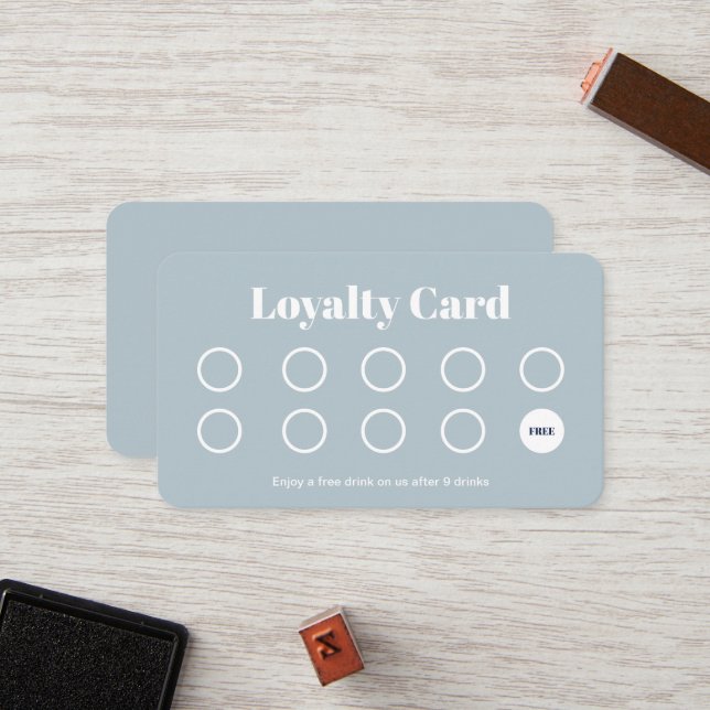 Custom Loyalty Card - Simple Blue and White (Front/Back In Situ)