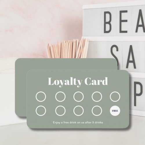 Custom Loyalty Card _ Simple Sage Green and White