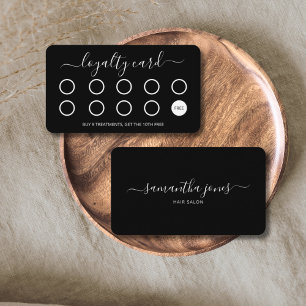 Custom Loyalty Card Simple Script Black and White