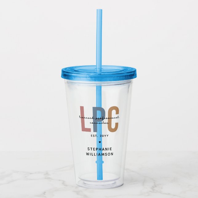 Custom LPC Licensed Professional Counselor Acrylic Tumbler (Front)