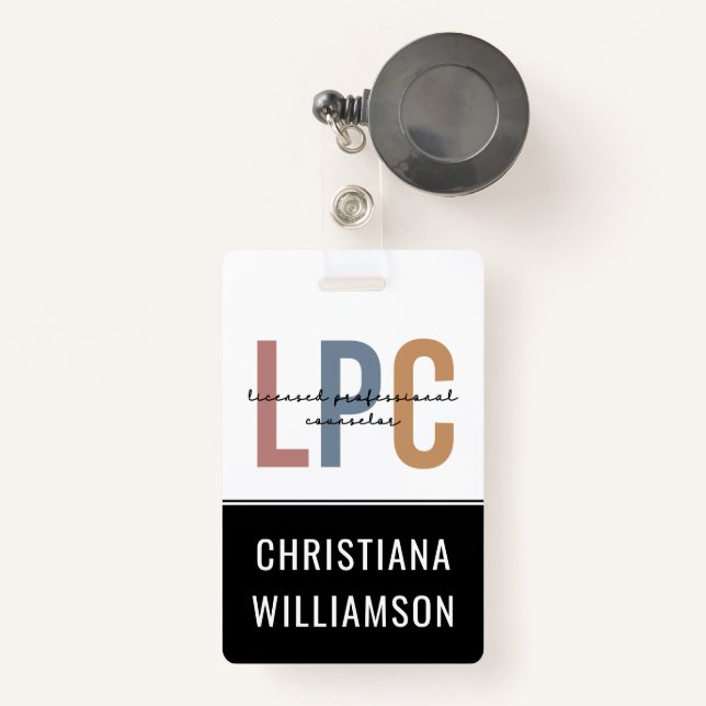 Custom LPC Licensed Professional Counselor Badge (Front with Retractable)