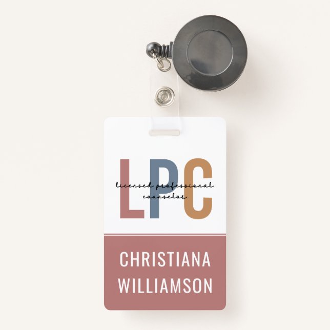 Custom LPC Licensed Professional Counselor Badge (Front with Retractable)