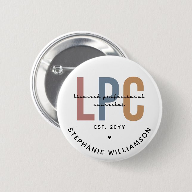 Custom LPC Licensed Professional Counselor Button (Front & Back)