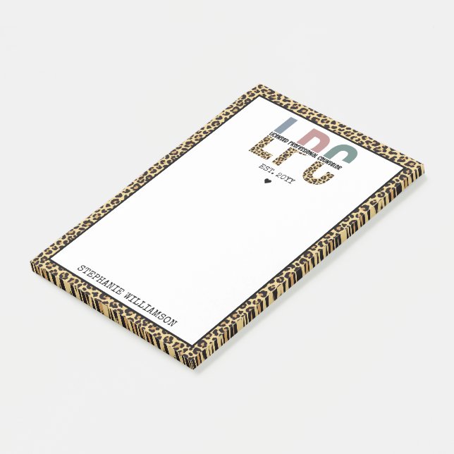 Custom LPC Licensed Professional Counselor Cheetah Post-it Notes (Angled)