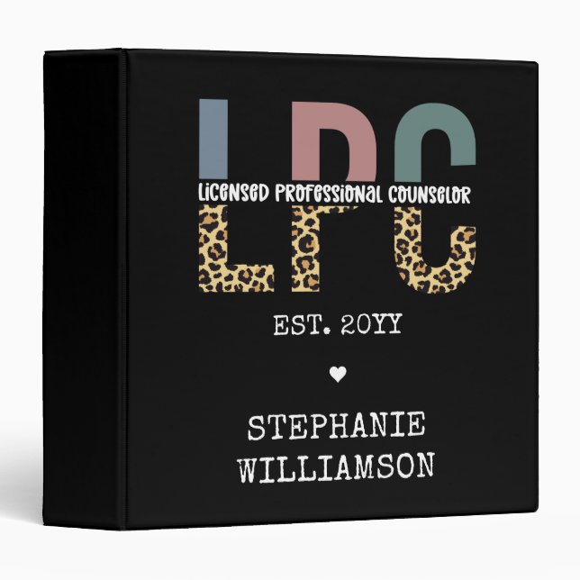 Custom LPC Licensed Professional Counselor Gift 3 Ring Binder (Front/Spine)