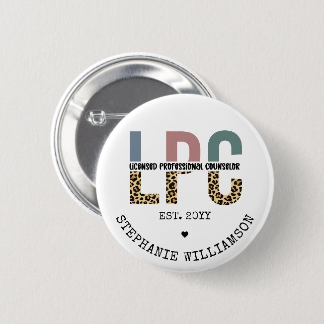 Custom LPC Licensed Professional Counselor Gift Button (Front & Back)