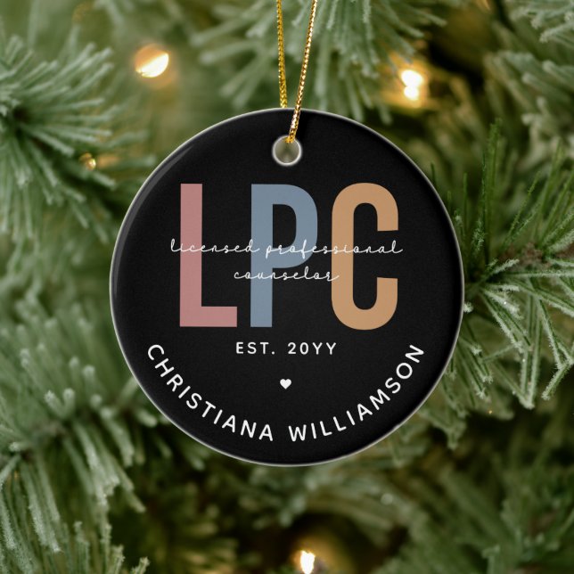 Custom LPC Licensed Professional Counselor Gift Ceramic Ornament (Tree)