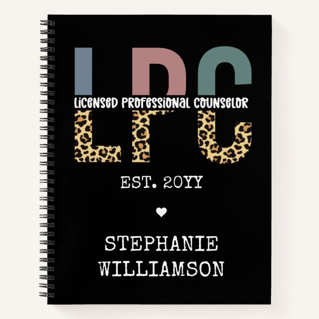 Custom LPC Licensed Professional Counselor Gift Notebook (Front)